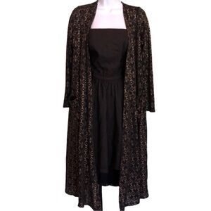 𝅺LuLaRoe Sarah Elegant Small Holiday Maxi Cardigan Pockets Long Line Sweater